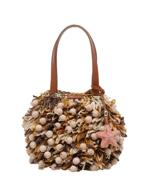wood pom-pom clutch bag by AQUAZZURA