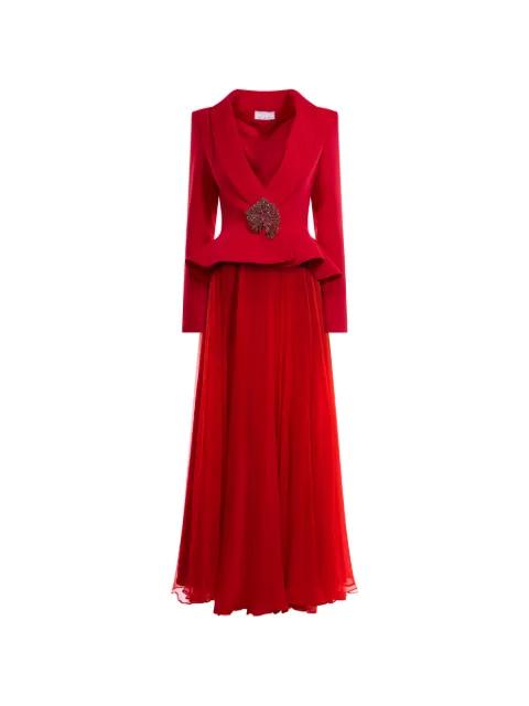 crystal-embellished peplum dress by ARAFTU