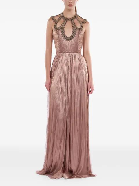 crystal-embellished plissé gown by ARAFTU