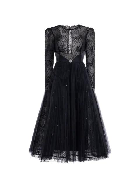lace-panelled pleated dress by ARAFTU