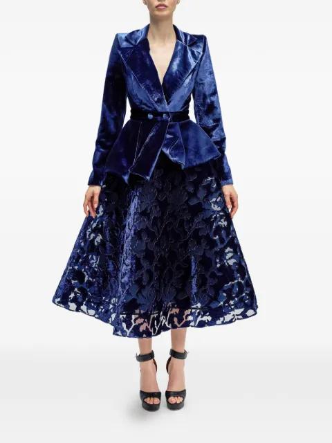 lace-skirt velvet-blazer suit by ARAFTU