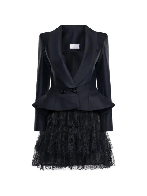 lace-tiered peplum dress by ARAFTU