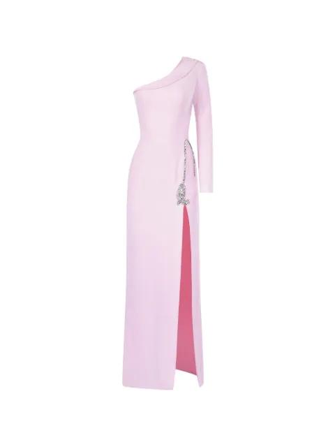 one-shoulder crystal-embellished dress by ARAFTU
