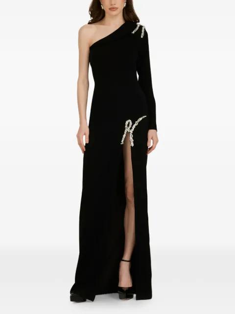 one-shoulder embellished side-slit gown by ARAFTU