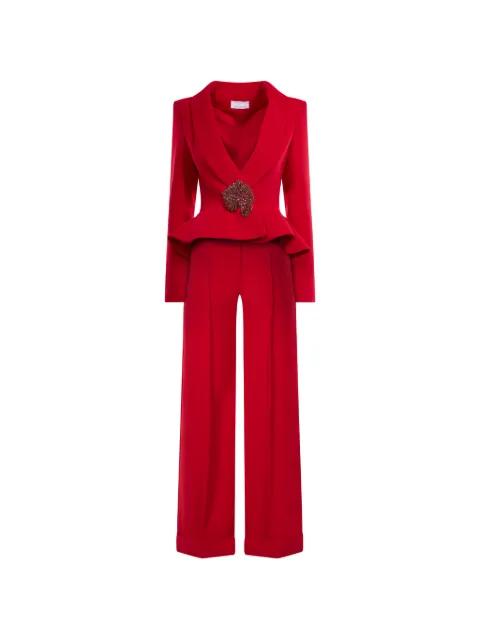 peplum crystal-embellished jumpsuit by ARAFTU