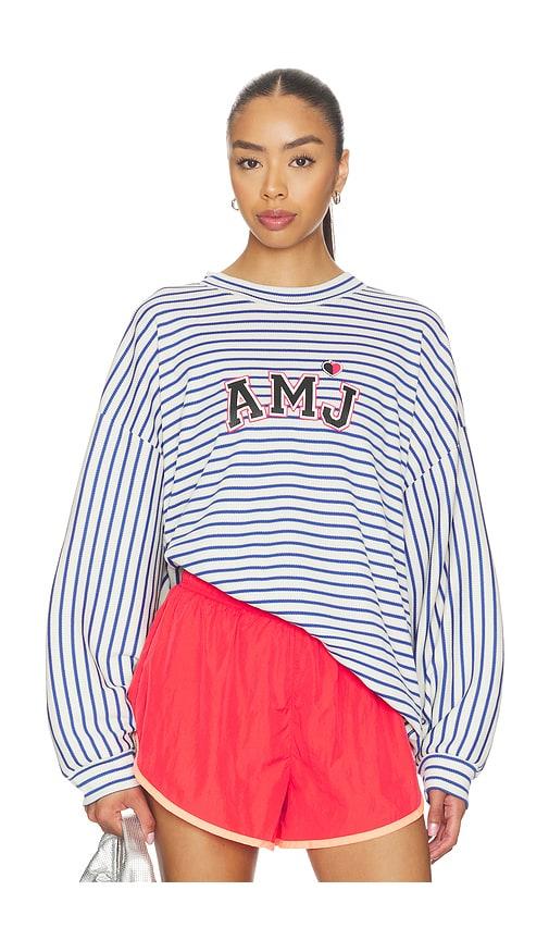 Araminta James Amj Waffle Long Sleeve Tee in Navy by ARAMINTA JAMES