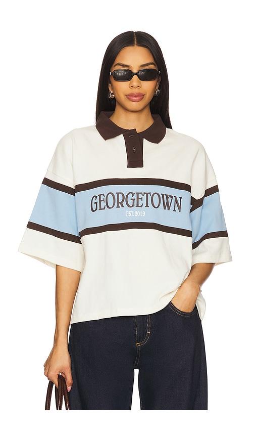 Araminta James Georgetown Rugby Polo Shirt in White by ARAMINTA JAMES Araminta James Georgetown Rugby Polo Shirt in White by ARAMINTA JAMES