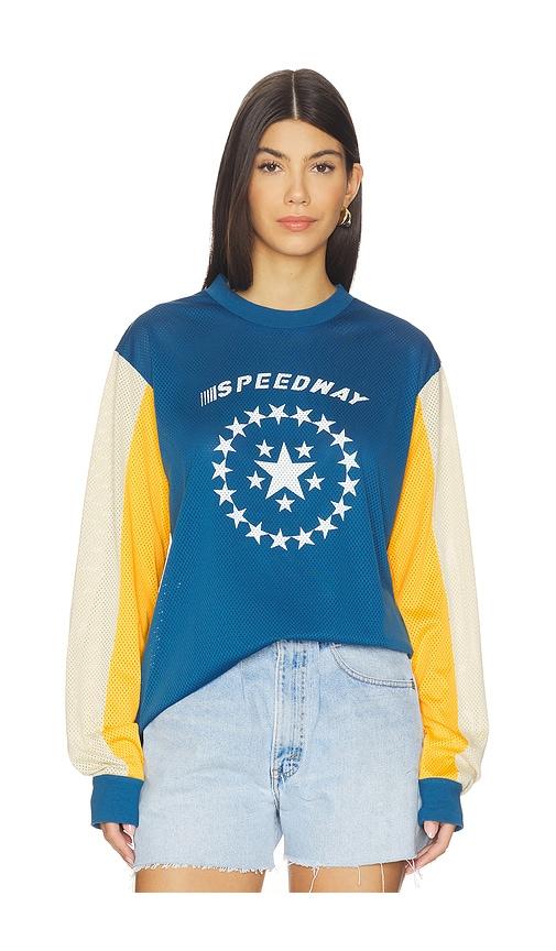 Araminta James Speedway Long Sleeve Tee in Blue,Yellow by ARAMINTA JAMES