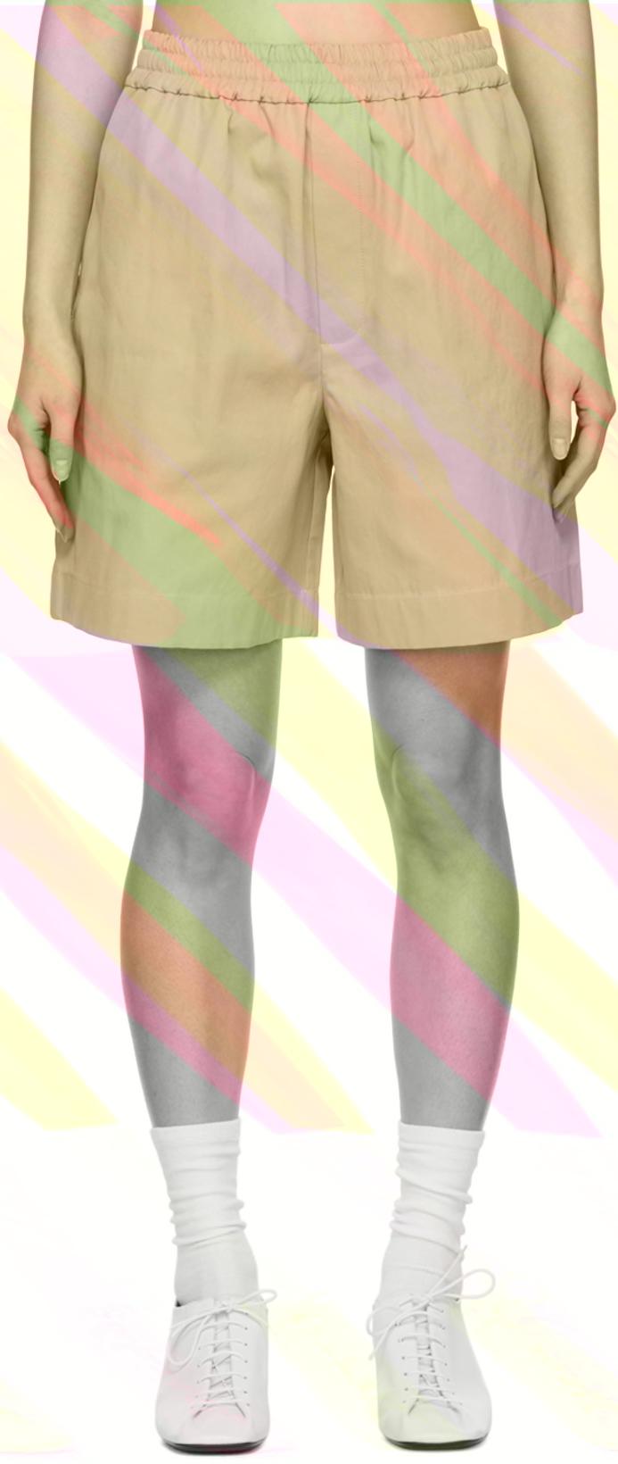 Beige Half Band Shorts by ARCH THE