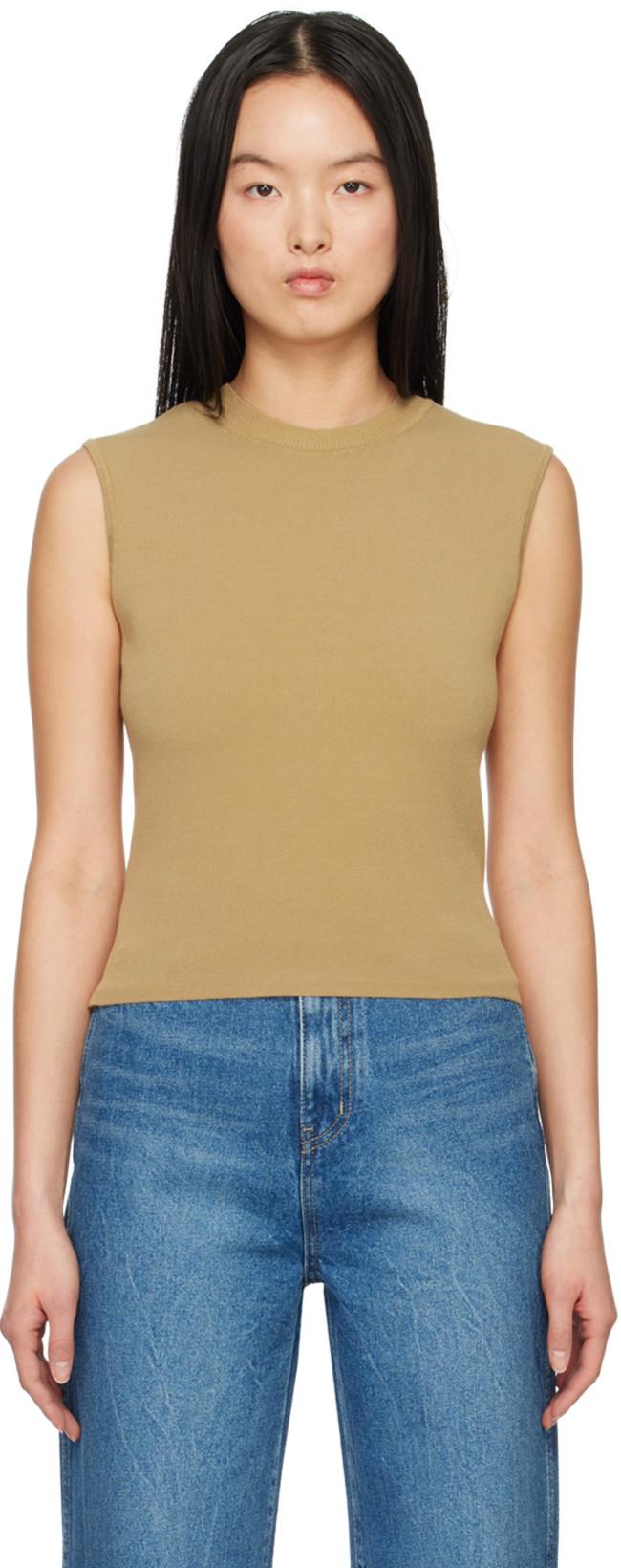 Khaki Crop Tank Top by ARCH THE