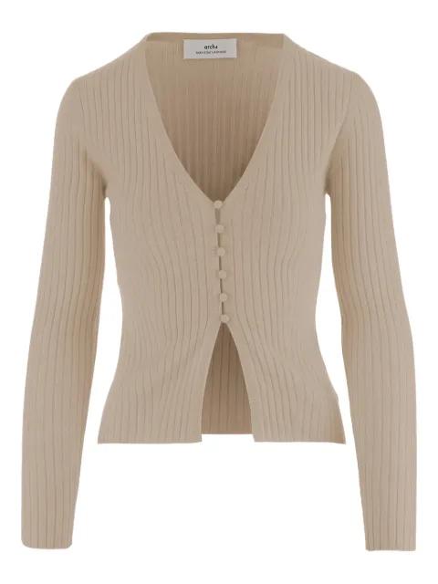 ribbed V-neck cardigan by ARCH4