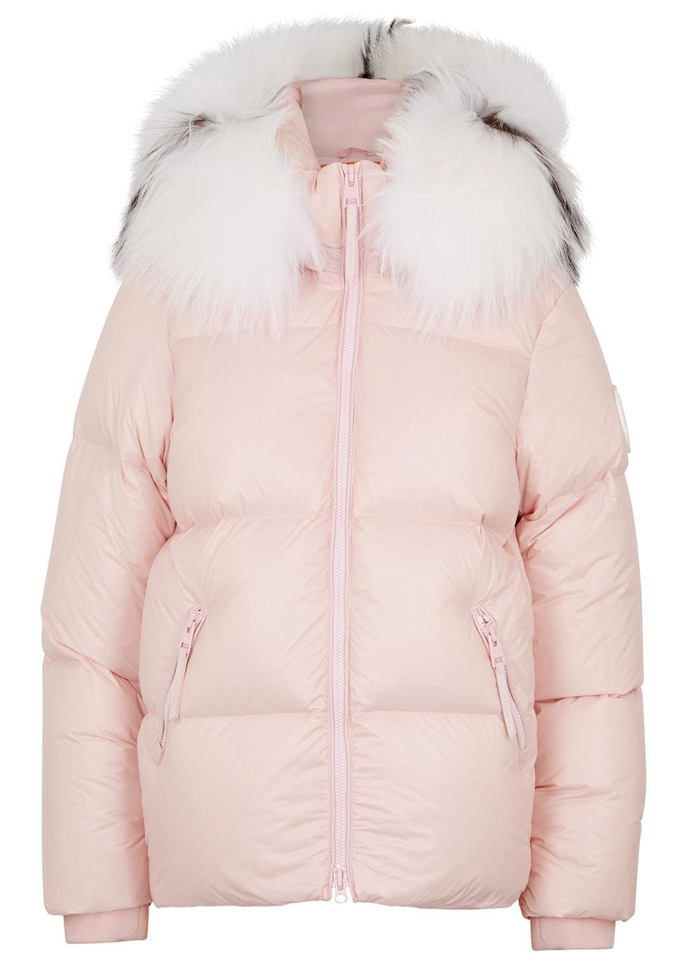 Pink fur-trimmed quilted shell jacket by ARCTIC ARMY