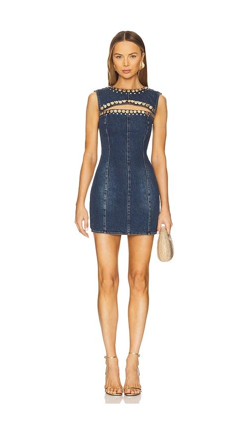 AREA Crystal Cut Out Mini Dress in Blue by AREA