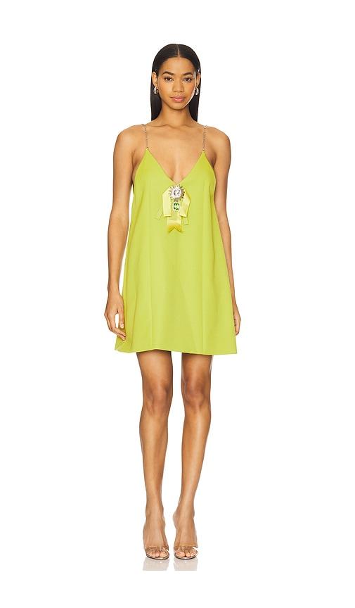 AREA Crystal Embellished Bow Mini Dress in Green by AREA