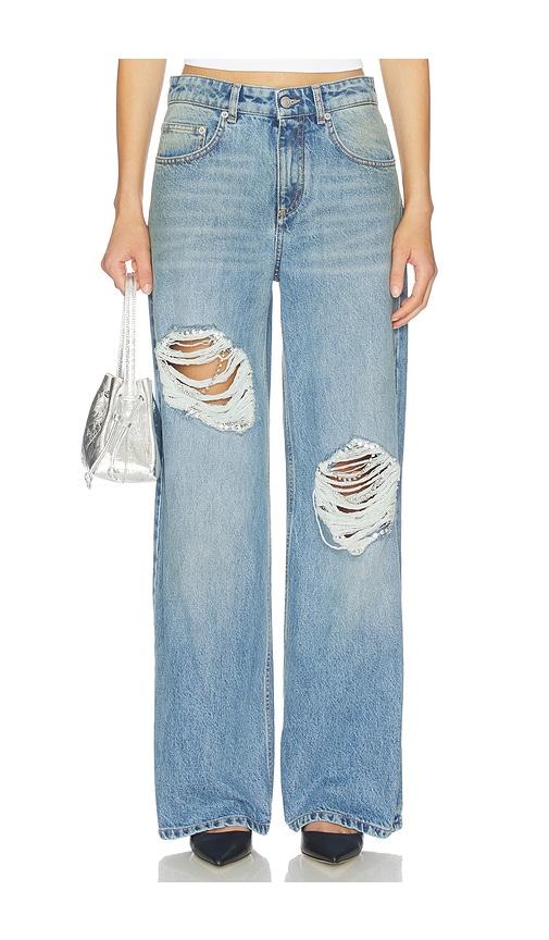 AREA Crystal Fray Relaxed Jean in Blue by AREA