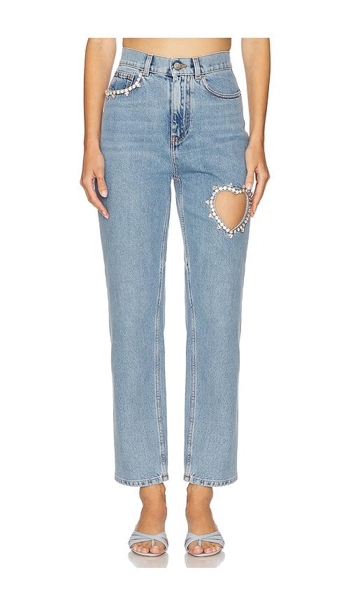 AREA Crystal Heart Straight Leg in Blue by AREA