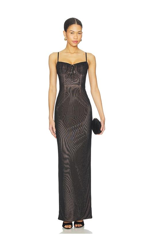 AREA Crystal Hotfix Gown in Black by AREA