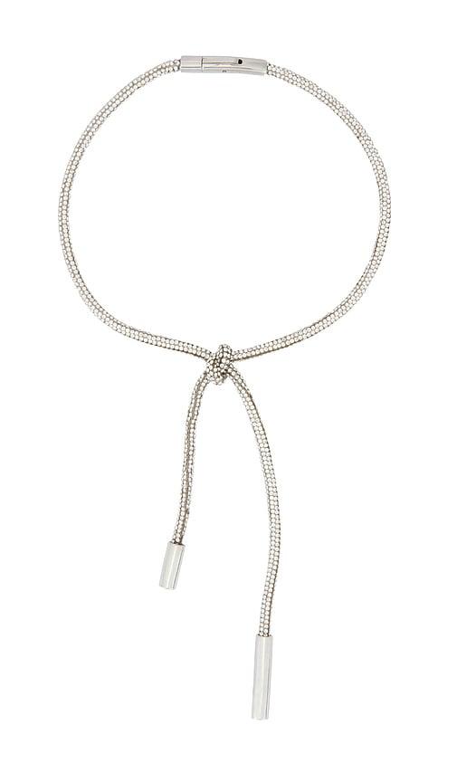 AREA Crystal Knot Necklace in Metallic Silver by AREA