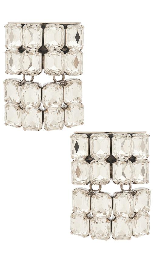 AREA Crystal Pave Earrings in Metallic Silver by AREA