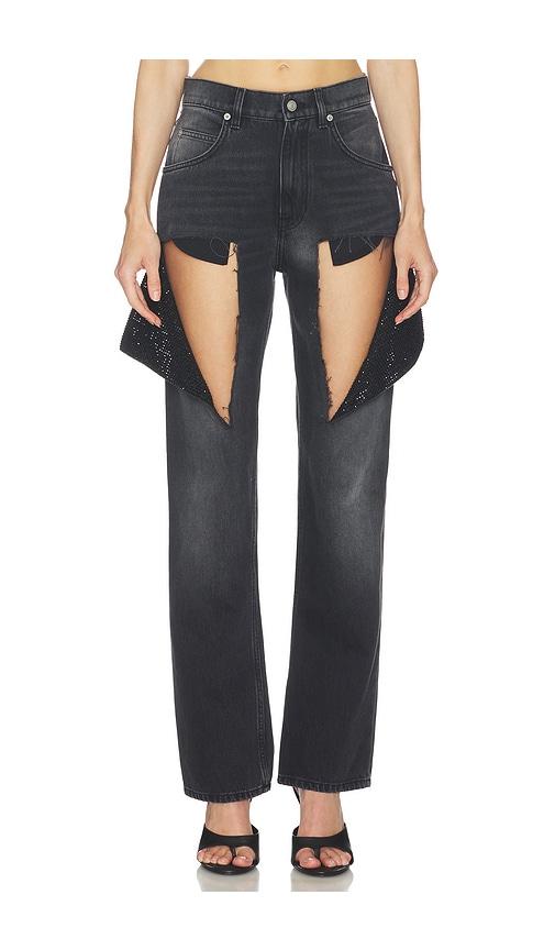 AREA Hotfix Thigh Slash Jean in Black by AREA