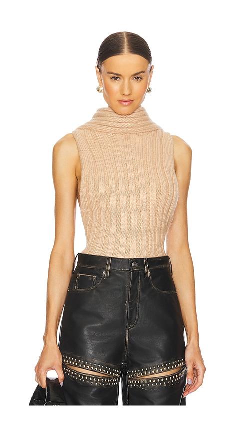 AREA Sleeveless Twisted Top in Beige by AREA