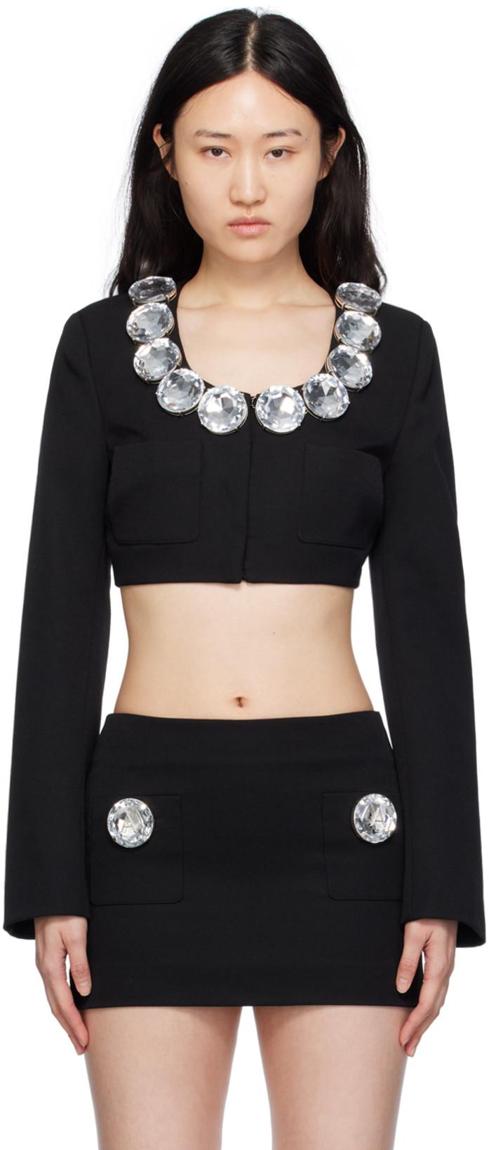 Black Jumbo Crystal Blazer by AREA
