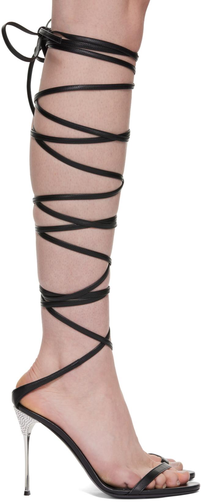 Black Sergio Rossi Edition Shibari Heeled Sandals by AREA