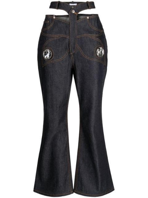 Butterfly cut-out flared jeans by AREA