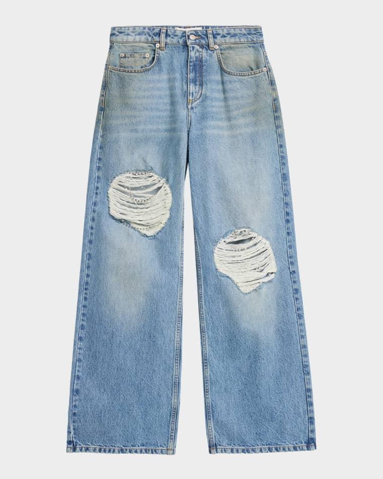 Crystal Fray Relaxed-Leg Jeans by AREA