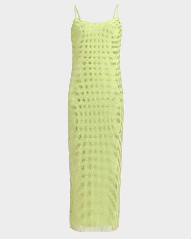 Crystal Hotfix Mesh Backless Maxi Dress by AREA