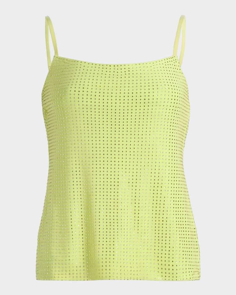 Crystal Hotfix Mesh Backless Tank Top by AREA