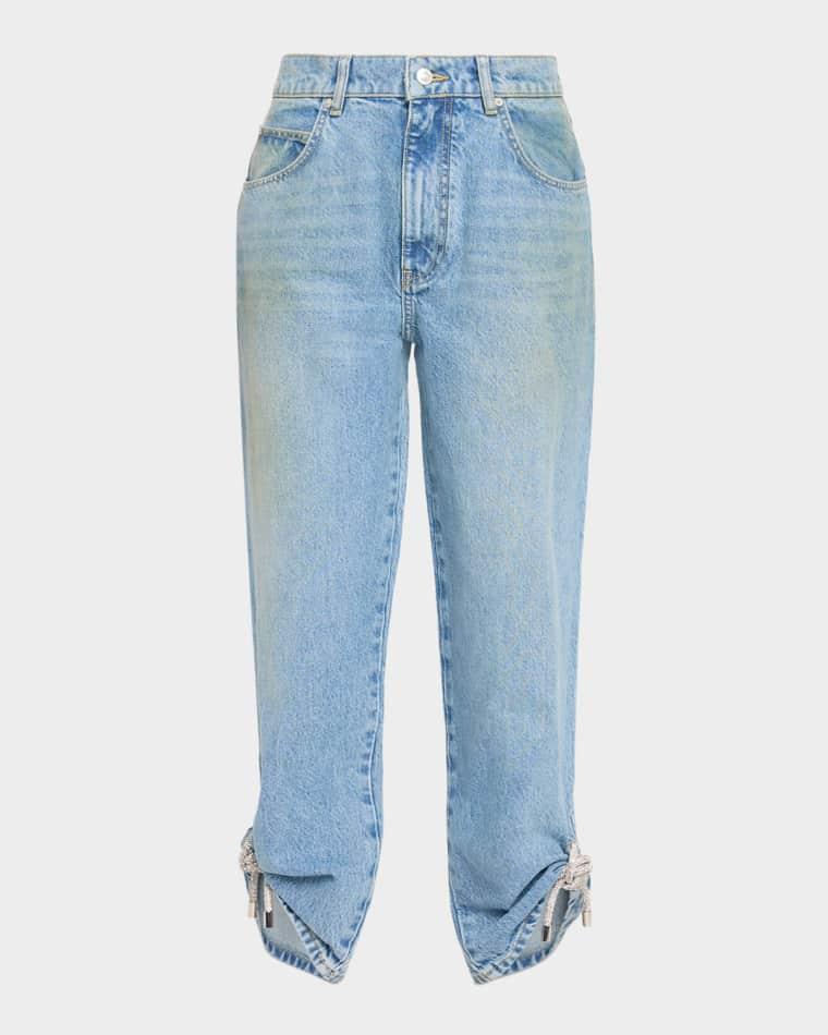 Crystal Knot Straight-Leg Ankle Jeans by AREA