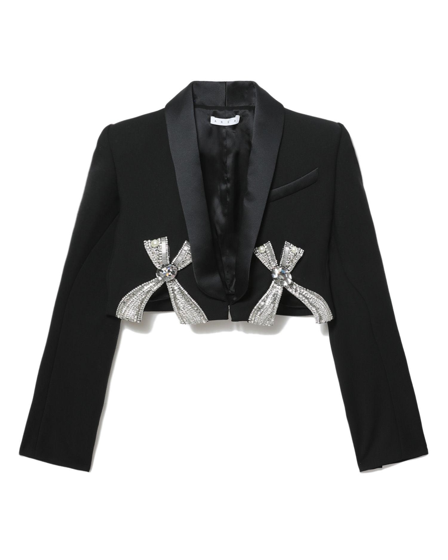 Deco bow slit crop blazer by AREA