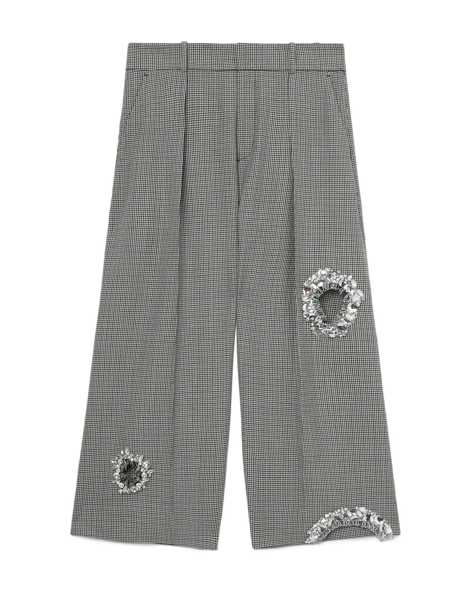 Distressed crystal cropped pants by AREA