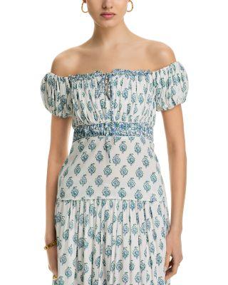 Block Print Off The Shoulder Top by AREA STARS