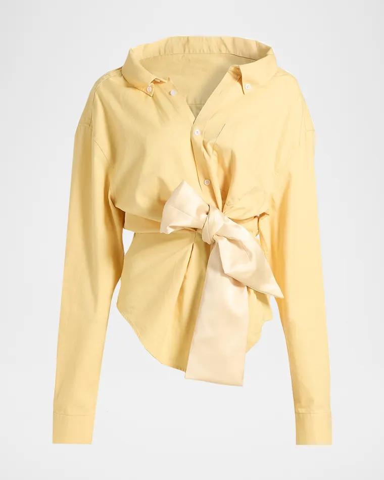 Satin Knot Oxford Button-Down Shirt by AREA