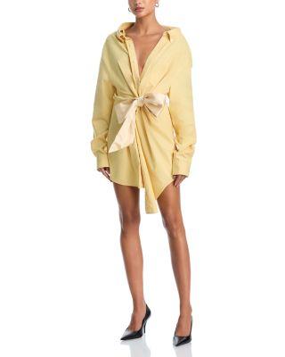 Satin Knot Oxford Shirt Dress by AREA
