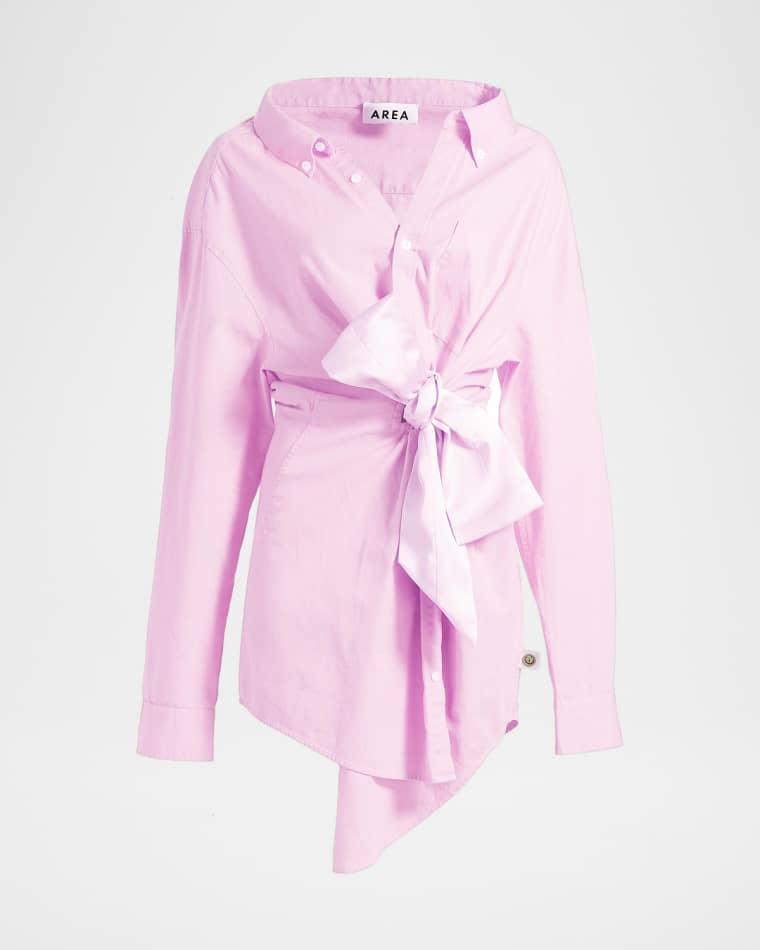 Satin Knot Poplin Shirt Dress by AREA