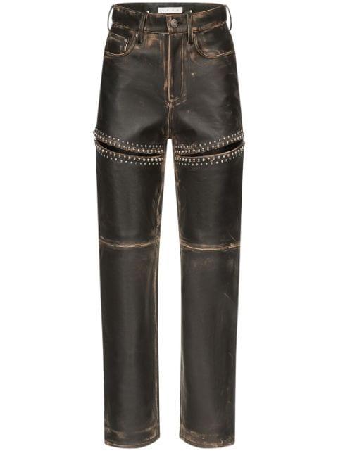 Studded Leather Slit jeans by AREA