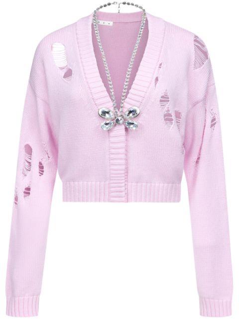 butterfly-embellished organic cotton-blend cardigan by AREA