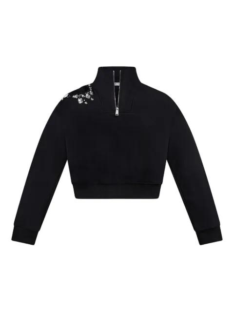 crystal cut-out half-zip sweatshirt by AREA