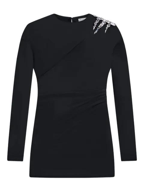 crystal draped long-sleeve mini dress by AREA