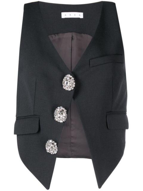 crystal-embellished V-neck top by AREA