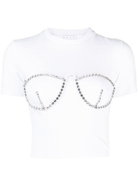 crystal-embellished cropped T-shirt by AREA