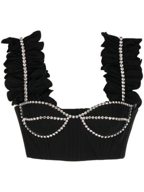 crystal-embellished cropped top by AREA
