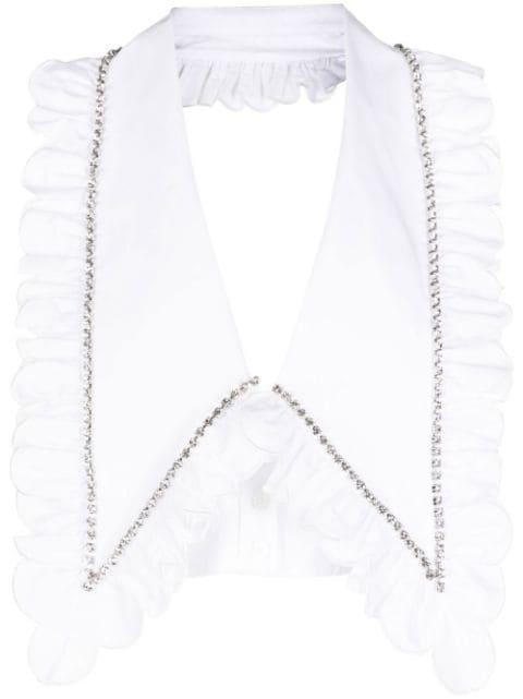 crystal-embellished cropped top by AREA