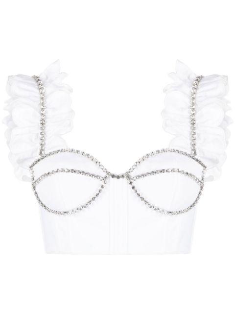 crystal-embellished cropped top by AREA