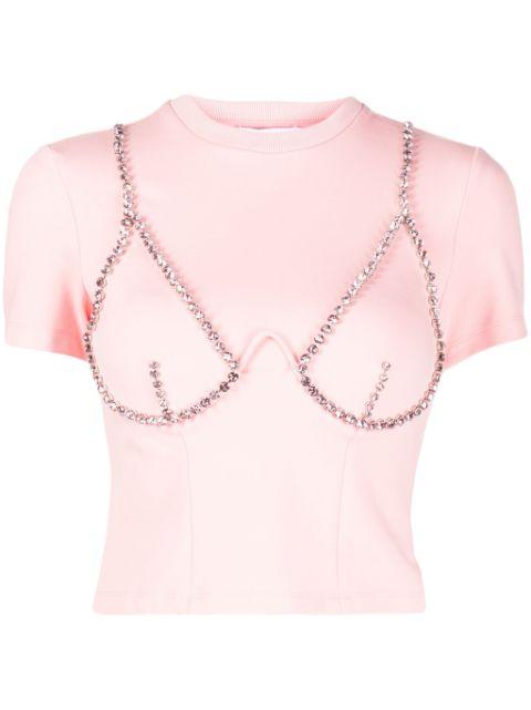 crystal-embellished cup-chain T-shirt by AREA