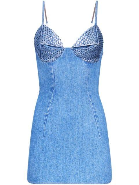 crystal-embellished denim minidress by AREA