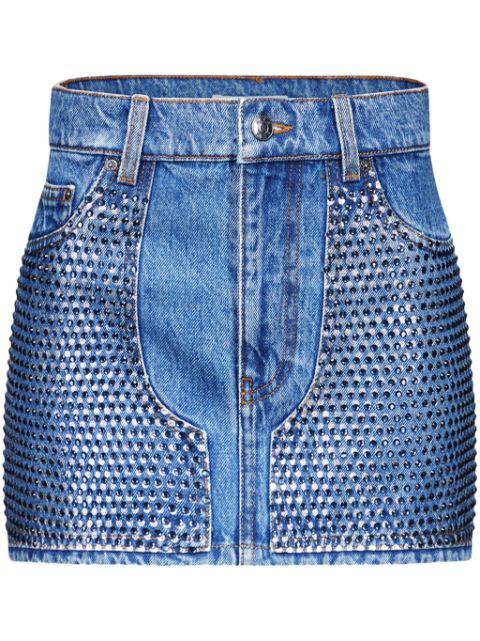 crystal-embellished denim miniskirt by AREA